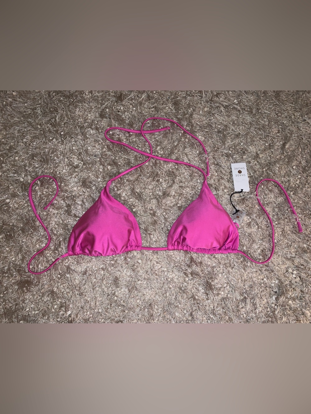 Hot Pink Shiny Triangle Bikini Top size XL NWT
